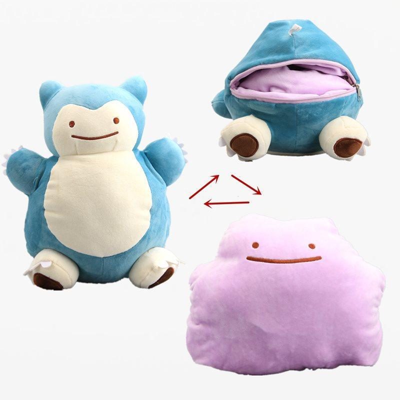 32cm Anime Pokemon Ditto Transform Snorlax Inside-Out Cushion Toys